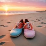 calzado minimalista en la playa mostrado de forma artística